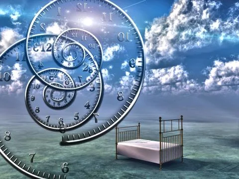 Empty bed in the sky Stock Illustration
