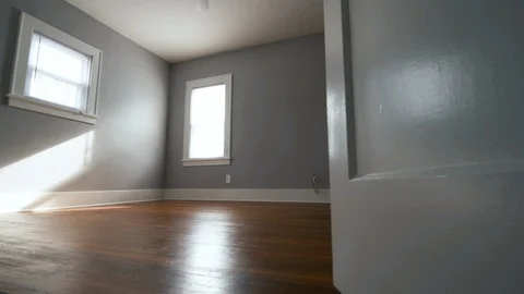 Empty Bedroom Door Closes Pull Back Stock Footage 112884673