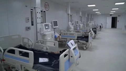 Empty beds for Covid patients (1) Stock Footage 170443099