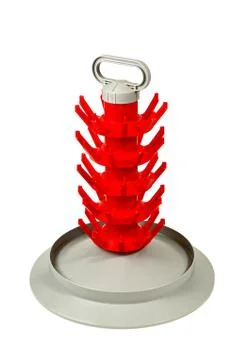 Empty Beer Bottle Drying Tree on White Background Foto stock