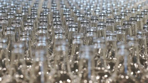 Empty beer bottles on the conveyor belt Stock Footage 71756217