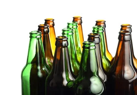 Empty beer bottles isolated on white background Stock-Fotos