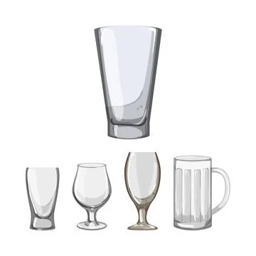 Empty beer glasses collection for various beverages Stock Illustration