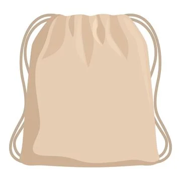 Empty beige drawstring backpack isolated on white background Illustrazione stock