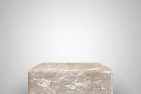 Empty beige marble podium on white background. Best for product presentation. Stock Illustration