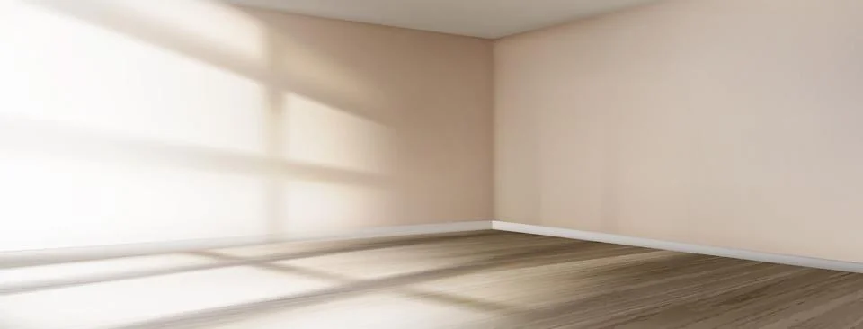 Empty beige room corner, window shadow on wall Stock Illustration