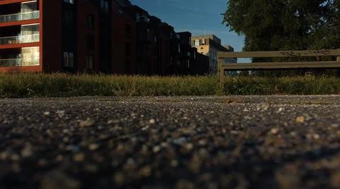 Empty bench against the background of a city house Stock Photos