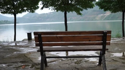 Empty bench loneliness autumn Stock Footage 67362172