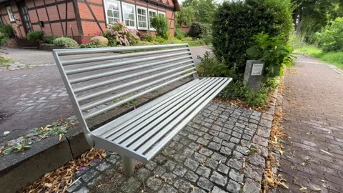 Empty Bench Near Traditional Half-Timbered House Video stock 341886148