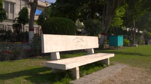 Empty Bench In A Park Due To Lockdown Stock Footage 146963095