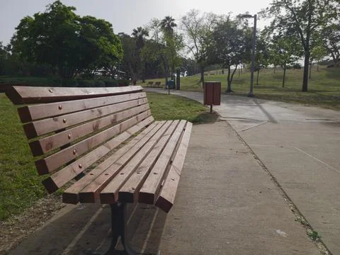 An Empty Bench in Park Edith Wolfson, Tel Aviv, Israel Stock Photos