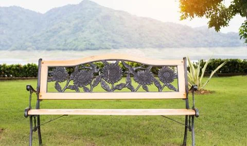 Empty Bench in park Stock Photos