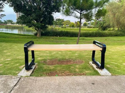 An empty bench in a park Fotos Stock