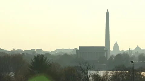 Empty Bench Pull Out Sunrise DC Monuments Video stock 10605044