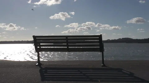 Empty bench by the sea Video stock 37138364
