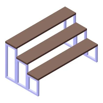 Empty bench seats forming ascending rows in isometric view Stock Illustration