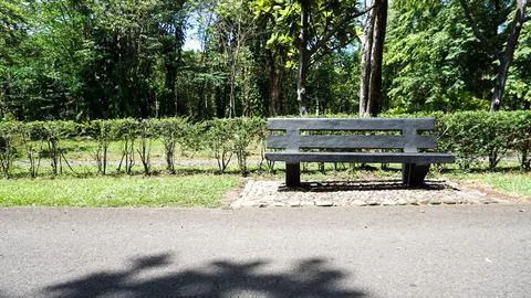 Empty Bench At the sidewalk 01 Stock Photos