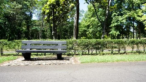 Empty Bench At the sidewalk 02 Stock Photos