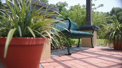 Empty Bench Slider Shot Stock Footage 12151083