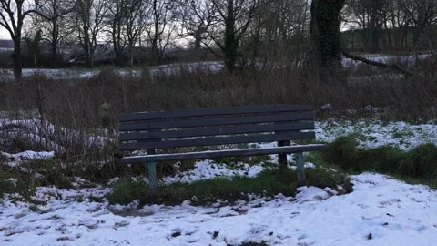 Empty bench in winter after snowfall Stock Footage 148169182