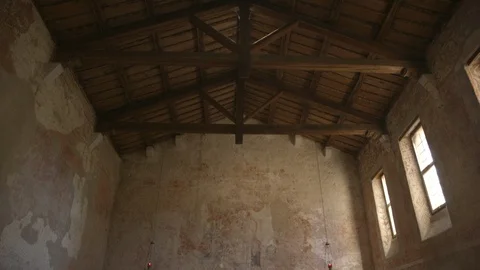 Empty benches in church Stock Footage 89973361