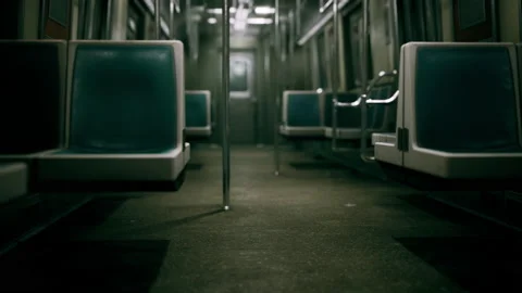 Empty benches of metro wagon Stock Footage 229654999