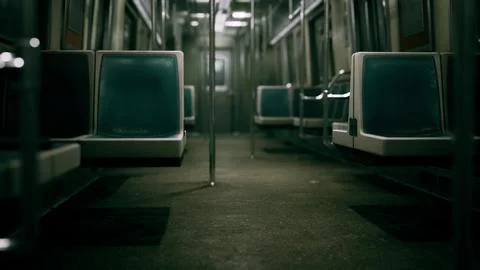 Empty benches of metro wagon Stock Illustration