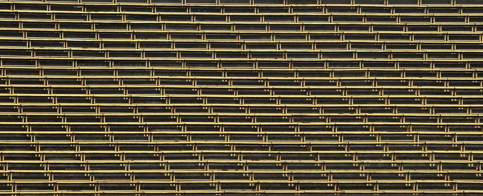 Empty benches in old stadium Foto stock