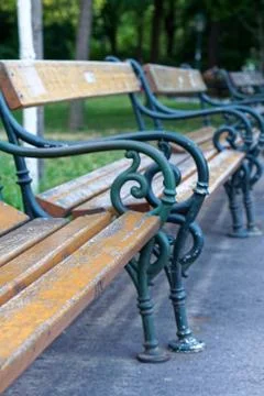 Empty benches in park Stock Photos