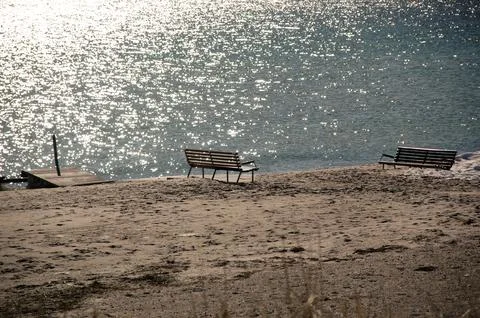 Empty benches Stock Photos