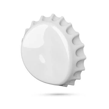 Empty bended gray soda or beer crown cap isolated on white background. Stock Photos