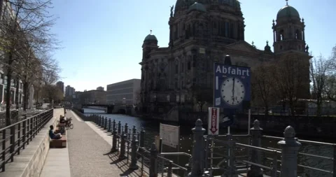 Empty Berlin Cathedral Spree Riverside Covid Lockdown Mar 2020 Stock Footage 331670080