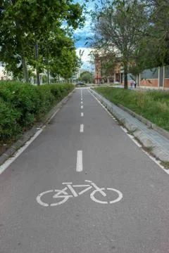 Empty bicycle lane Stock Photos