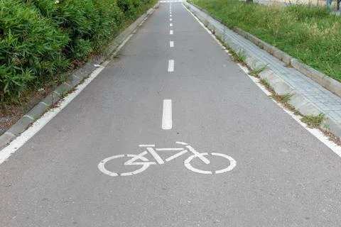 Empty bicycle lane Stock Photos