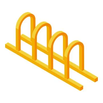 Empty bicycle parking rack standing on white background Stock Illustration