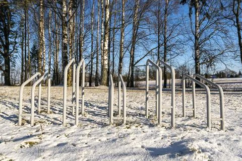 Empty bicycle stand Stock Photos