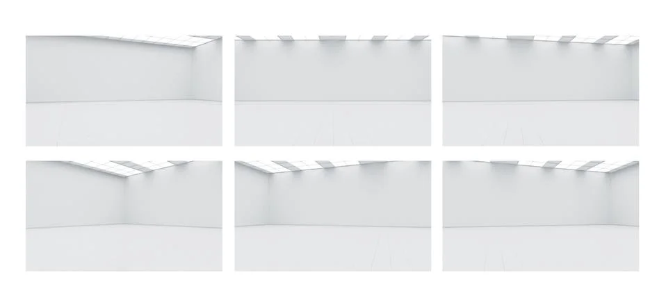 Empty big gallery wall mockups, with nobody, 3d rendering. Illustrazione stock