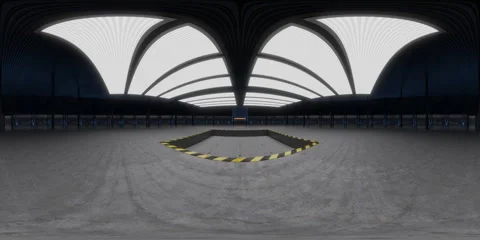 Empty Big Hall with Elevator in the Center VR 360. Video stock 241988459