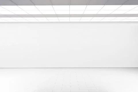 Empty big hall wall mockup, nobody, 3d rendering. Stock Illustration