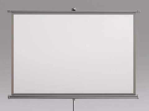 Empty big white electric motorize screen in conference room, 3d rendering Stock Illustration