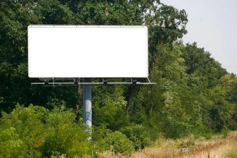 Empty billboard on background of sunset sky Stock-Fotos