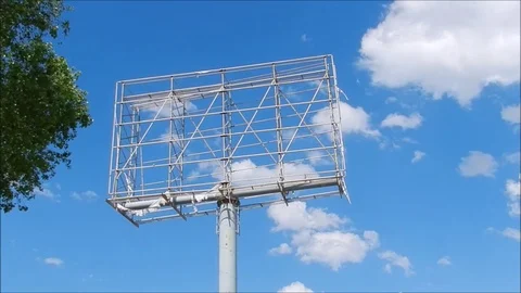 Empty Billboard On Blue Sky  Ad Place timelapse mockup billboard Stock Footage 82807359