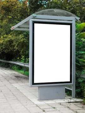 Empty billboard on a bus station Stock Photos