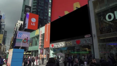 An empty billboard in the bustling Times Square during the day Stock Footage 290846024