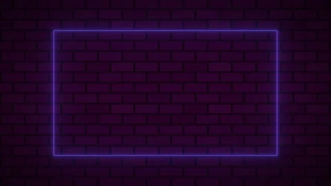 Empty billboard frame electric power round border glowing, blink Stock Footage 136449206