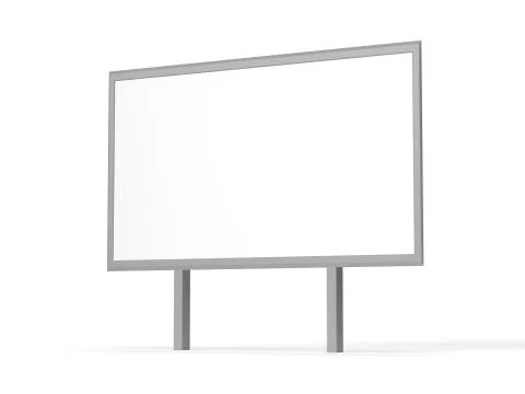 Empty billboard isolated on white background. 3D rendering Illustrazione stock