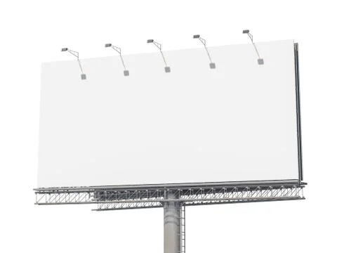 Empty billboard isolated on white background. Illustrazione stock