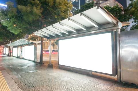 Empty Billboard at Night Stock Photos