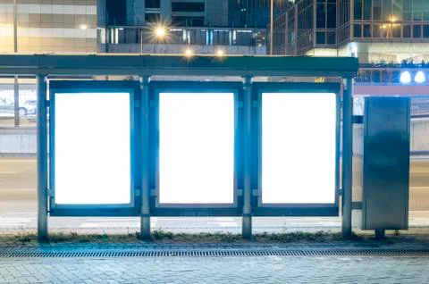 Empty Billboard at Night Stock Photos