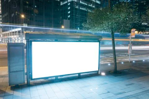 Empty Billboard at Night Stock Photos